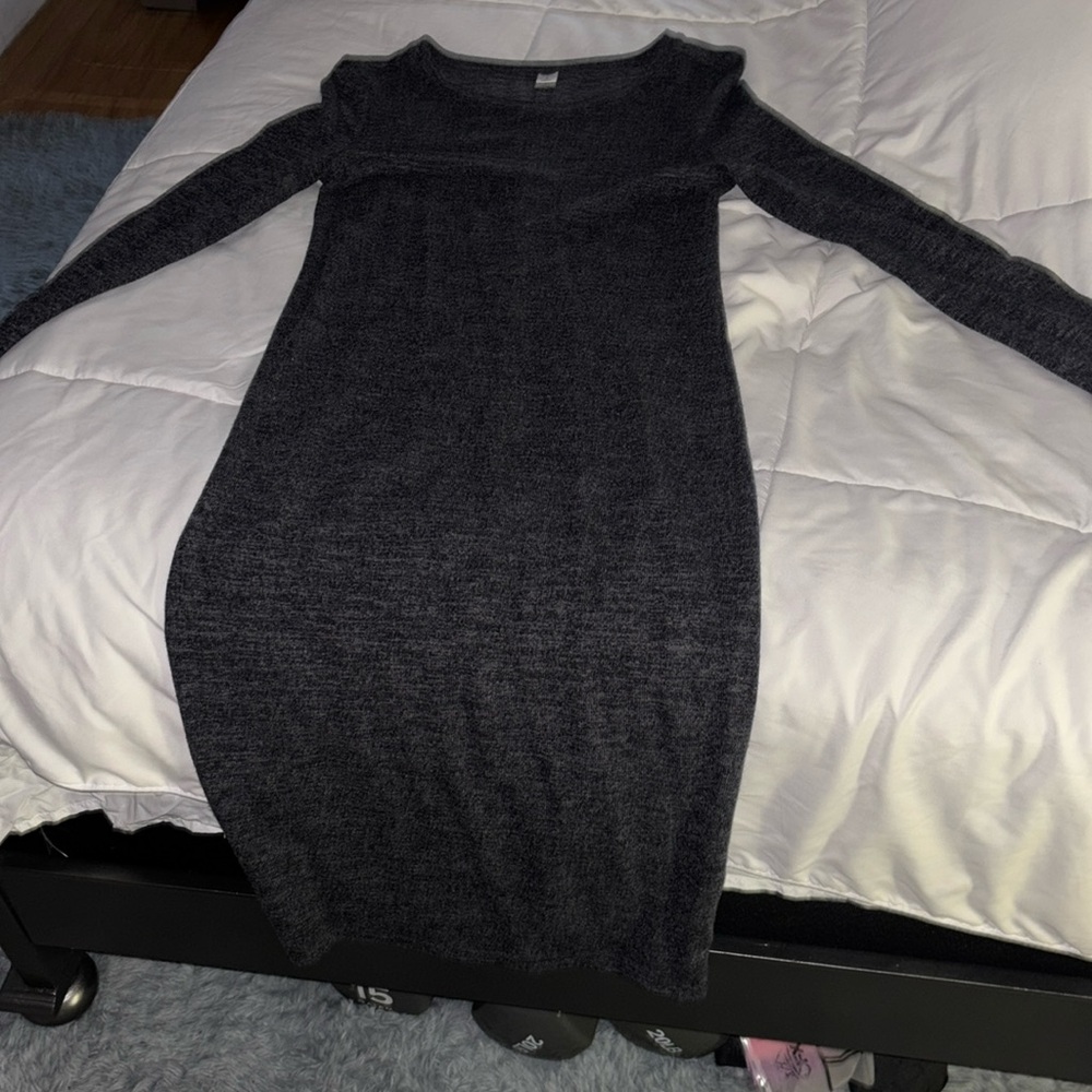 Gray charcoal long sleeve warm bodycon dress